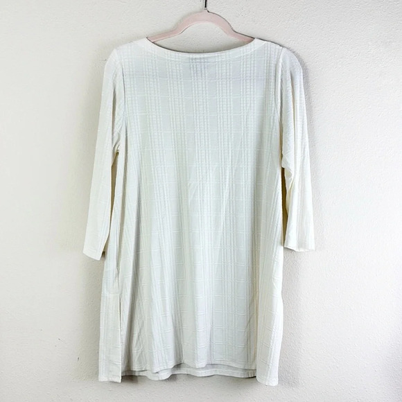 J. Jill Wearever Collection 3/4 Sleeve Textured Tunic Off-White Size M Petite - Picture 7 of 9